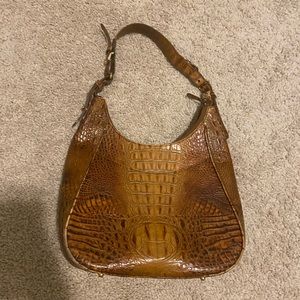 BRAHMIN HANDBAG CROC LEATHER TOASTED ALMOND PURSE